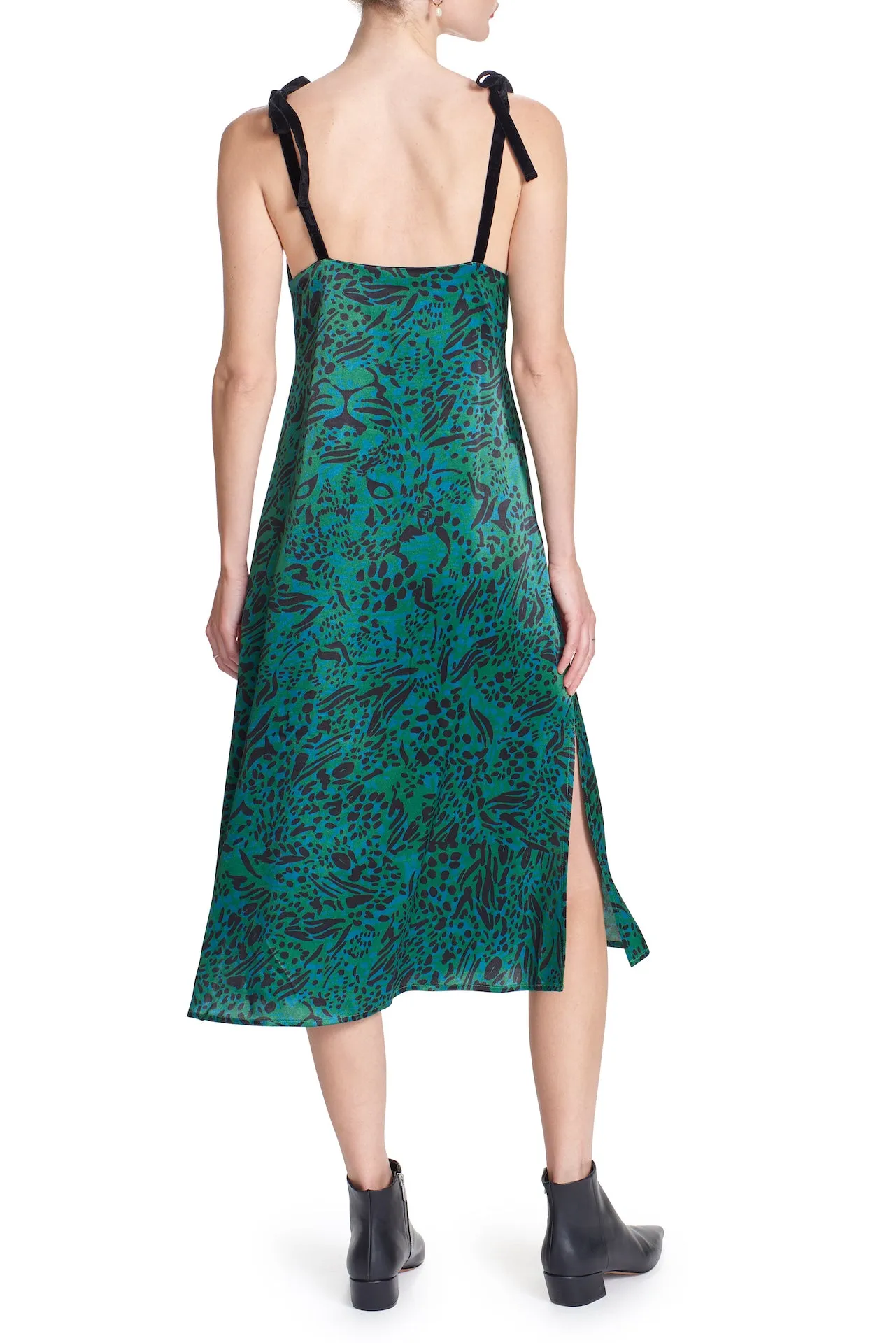 LING TIE STRAP MIDI DRESS- Tiger