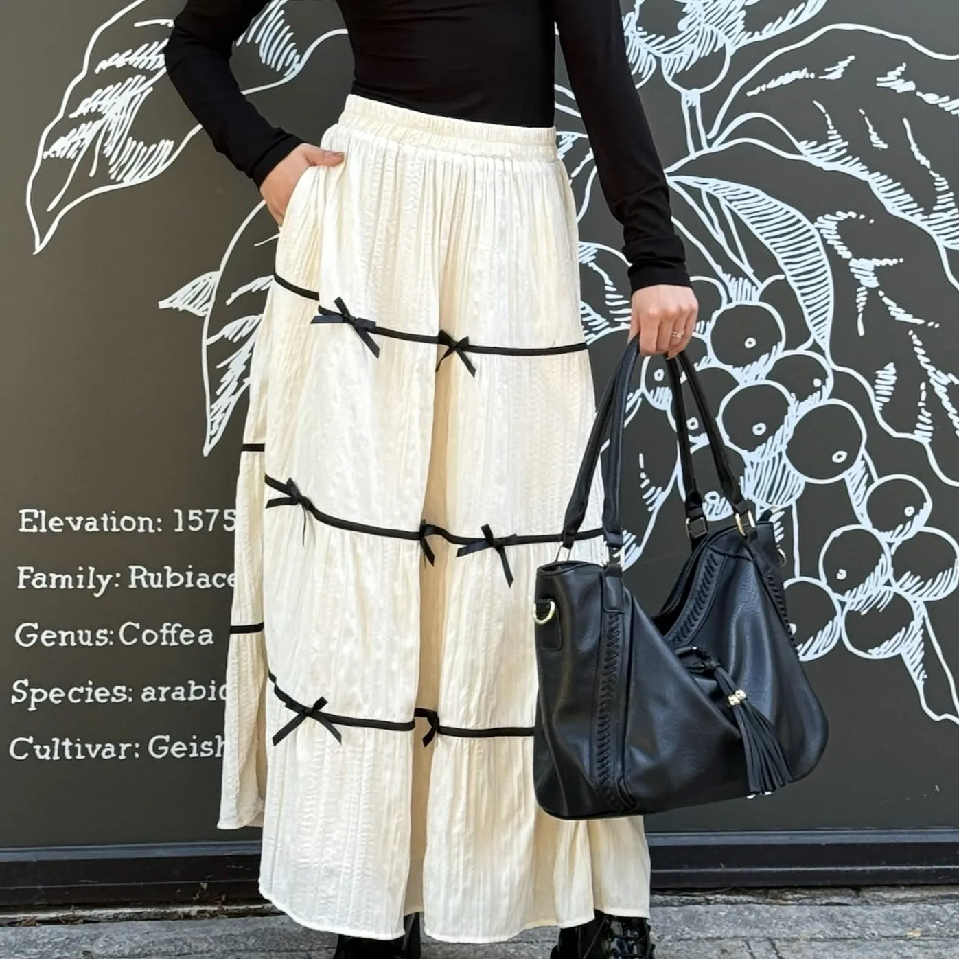 Lucky Me Contrast Bow Detail Maxi Skirt-FINAL SALE