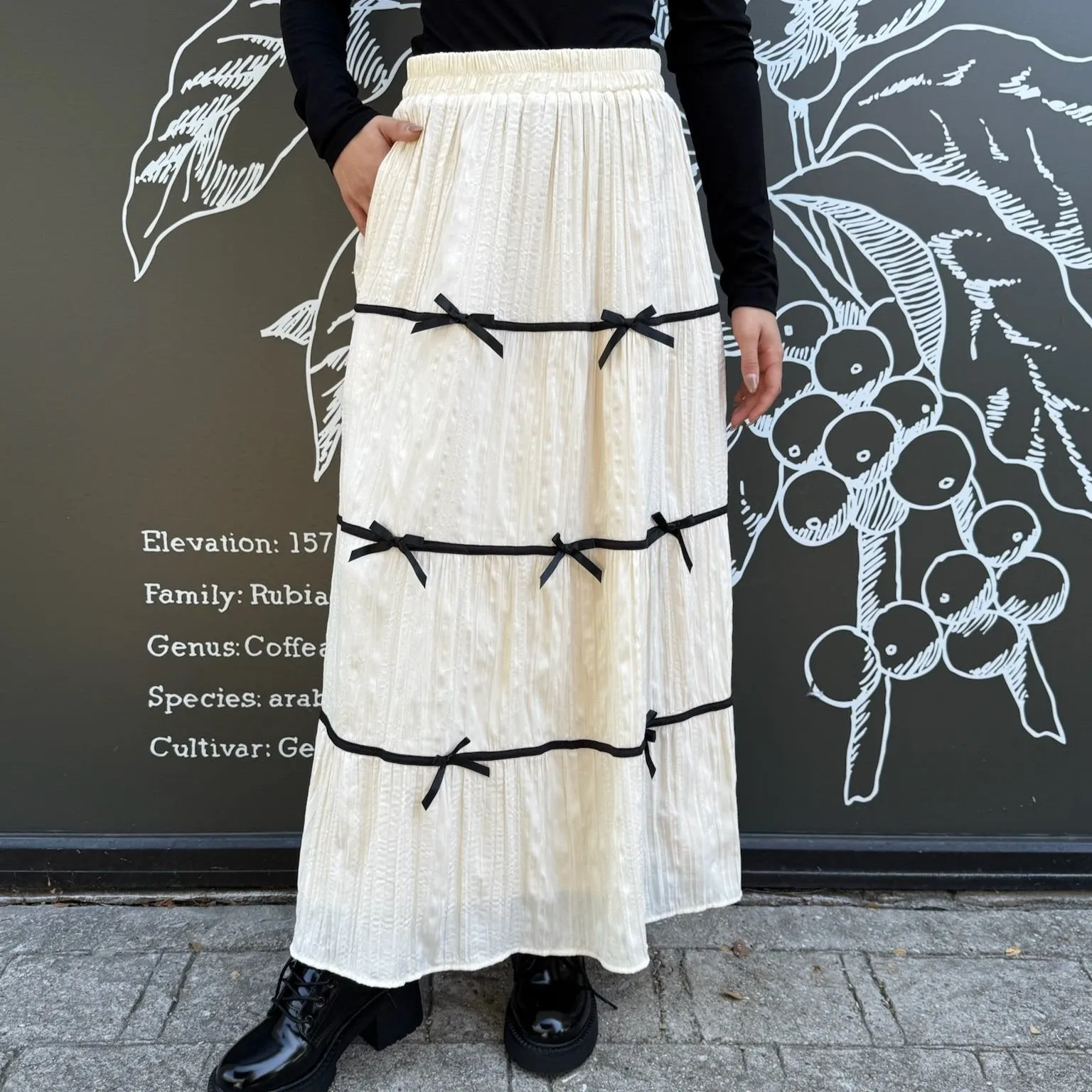 Lucky Me Contrast Bow Detail Maxi Skirt-FINAL SALE