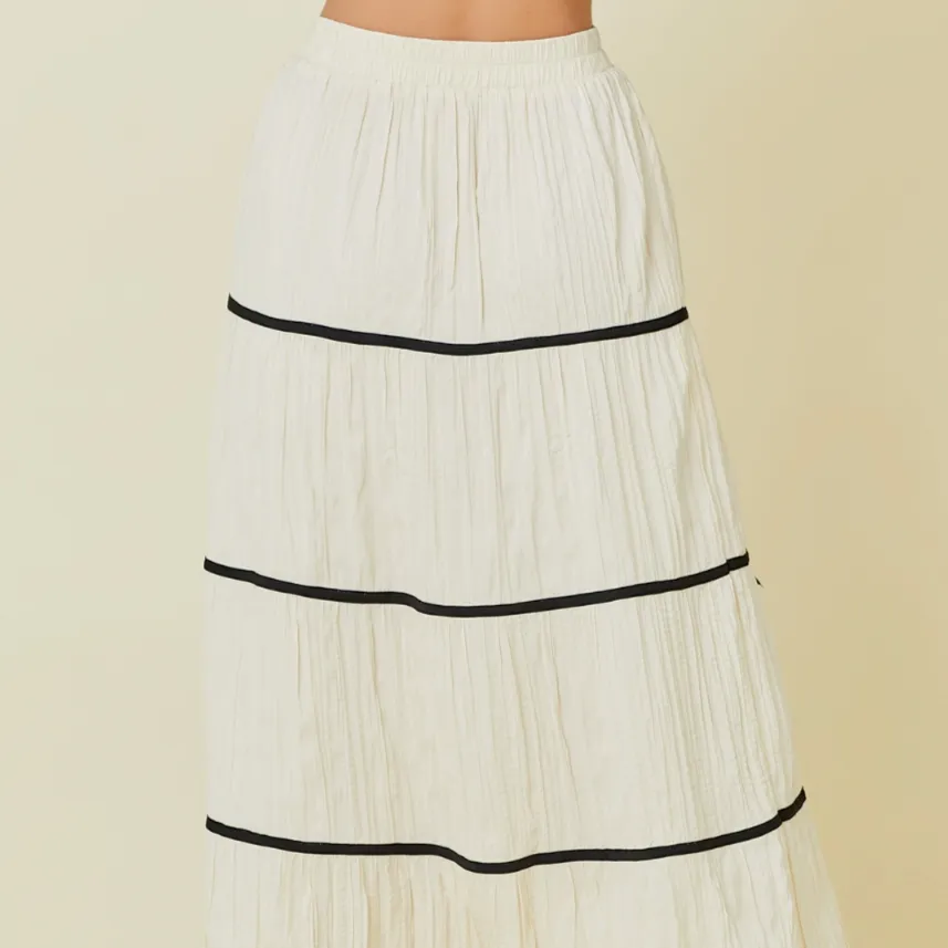 Lucky Me Contrast Bow Detail Maxi Skirt-FINAL SALE