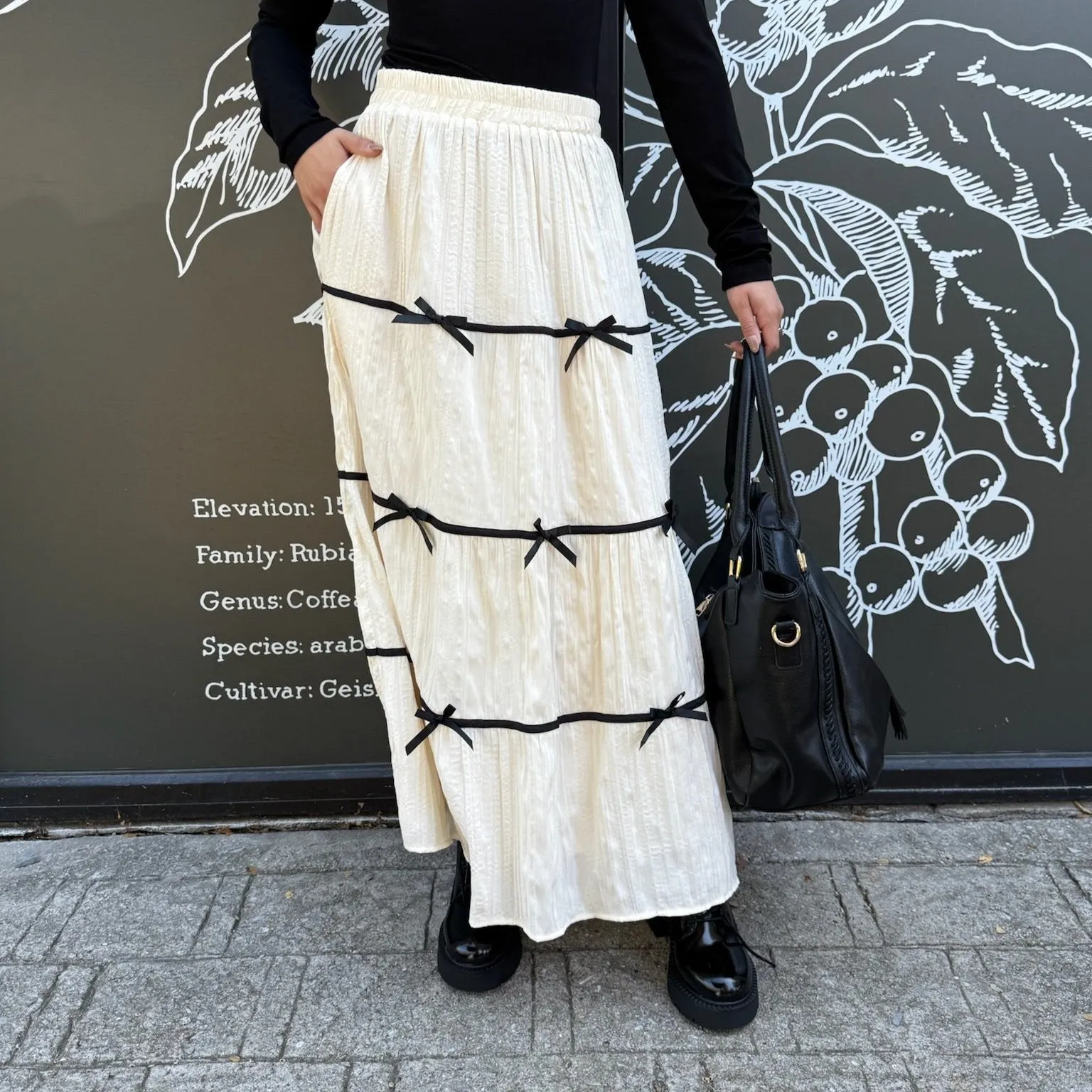 Lucky Me Contrast Bow Detail Maxi Skirt-FINAL SALE