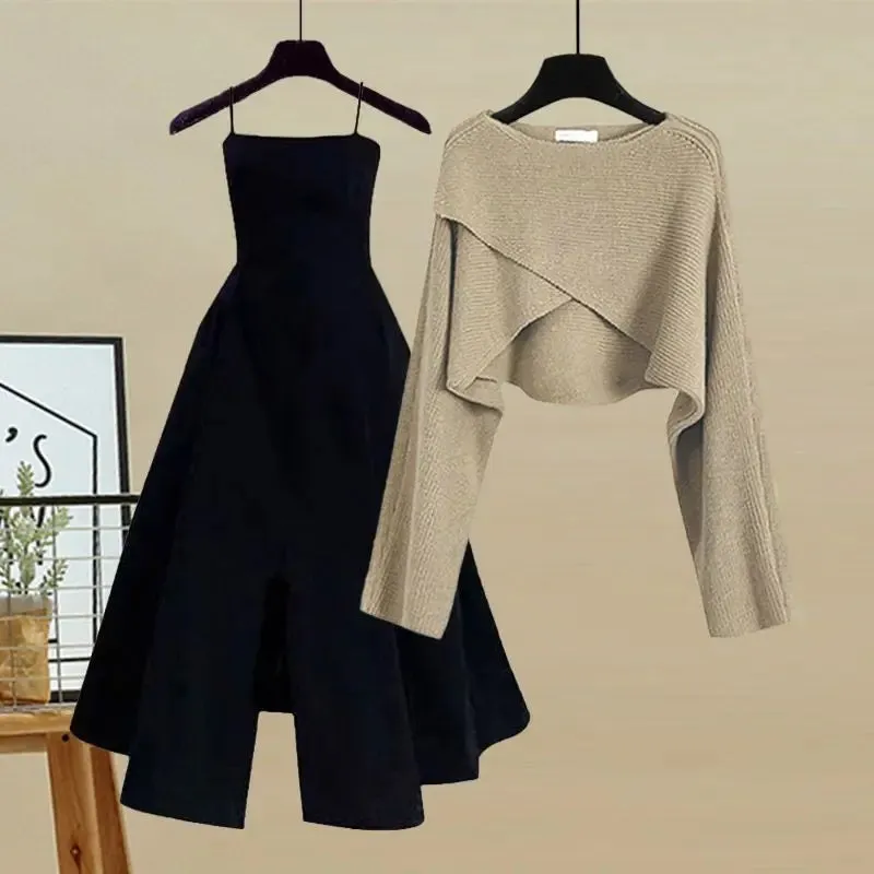 Luxurious Black Dress w/ Sparkling Evening Sweater