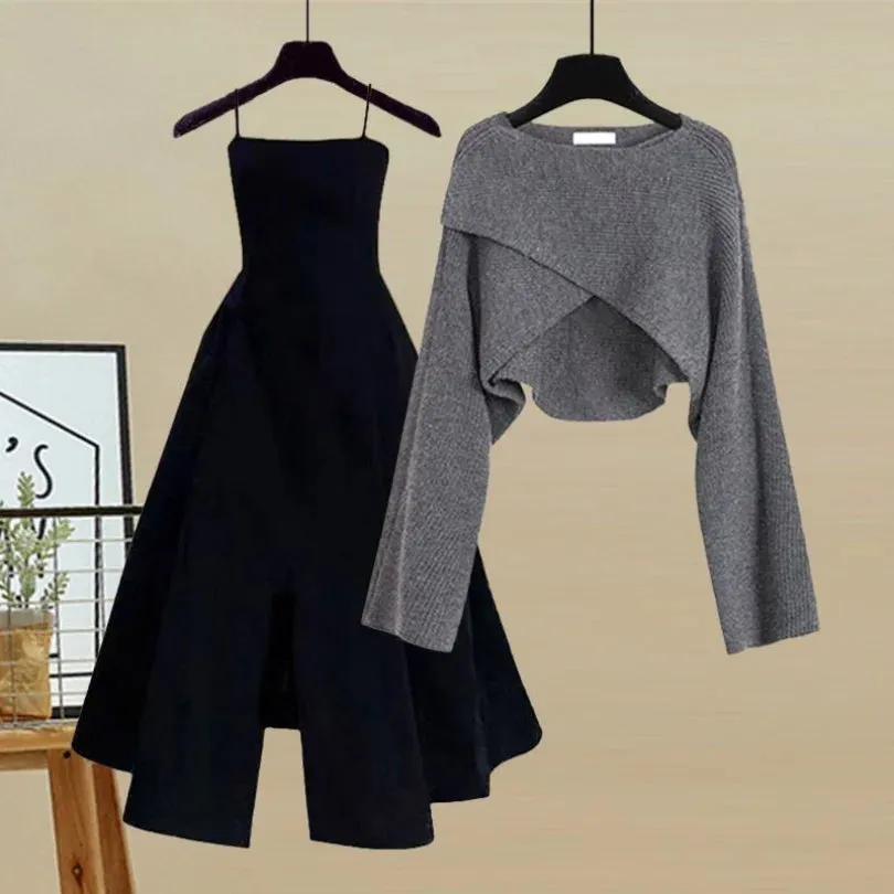 Luxurious Black Dress w/ Sparkling Evening Sweater