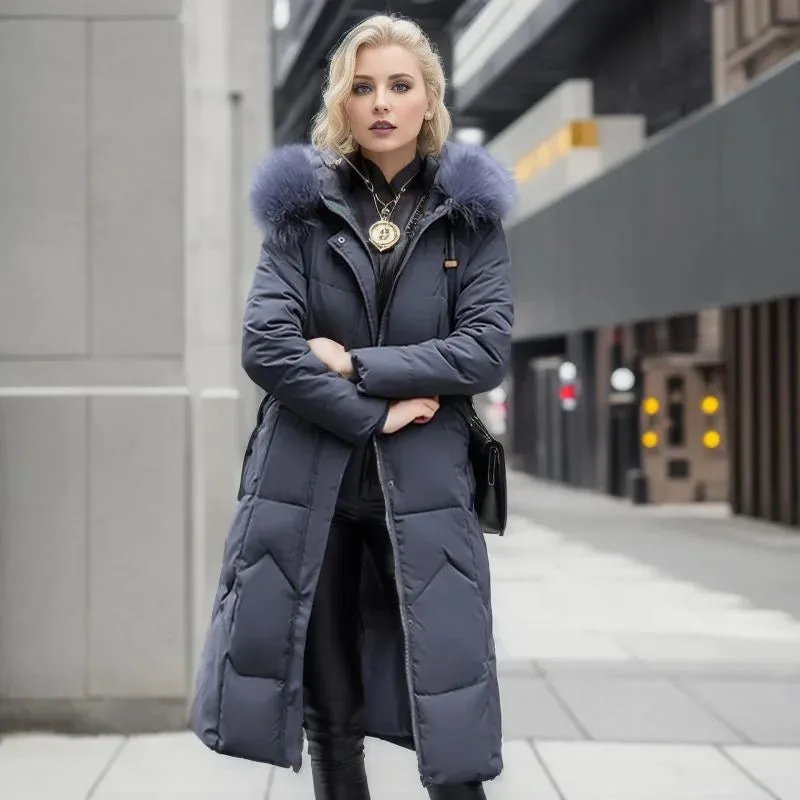 Margaret - Fur-hood Long Coat