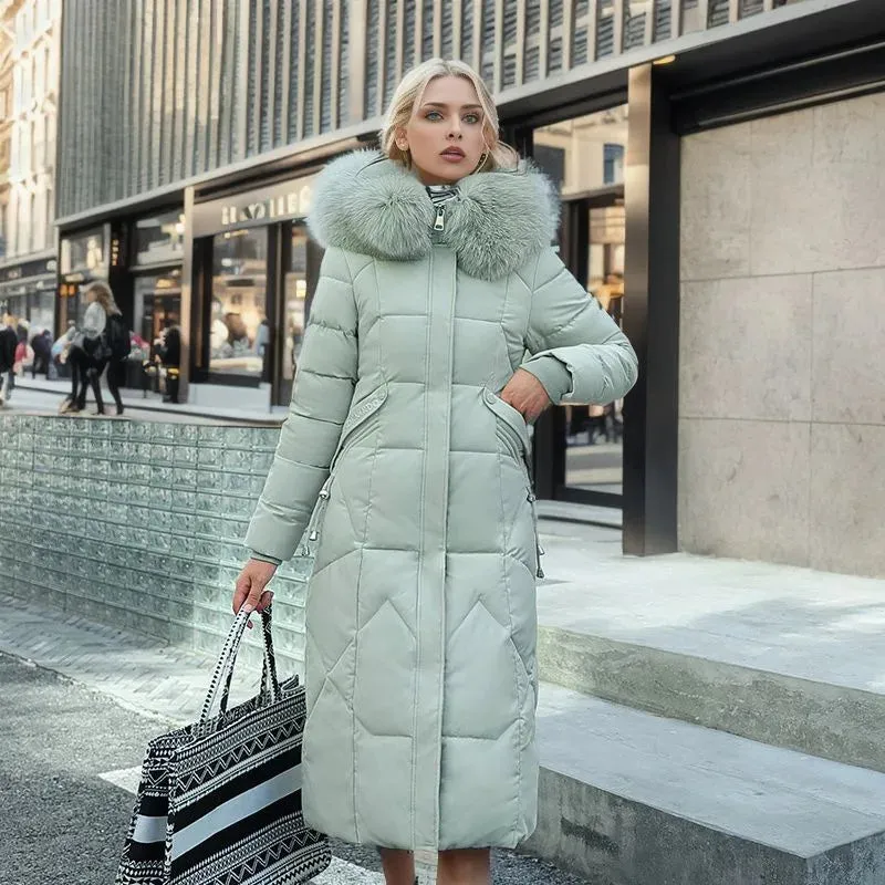 Margaret - Fur-hood Long Coat
