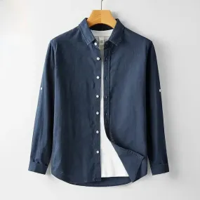 Men's Summer Cotton Linen Shirt – Short Sleeve, Slim Fit, Lightweight & Casual