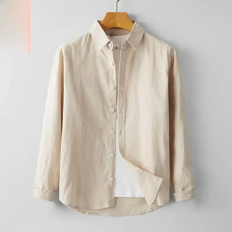 Men's Summer Cotton Linen Shirt – Short Sleeve, Slim Fit, Lightweight & Casual