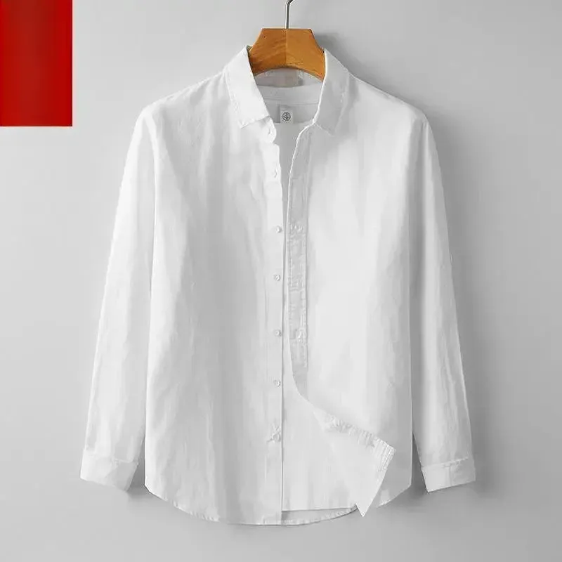 Men's Summer Cotton Linen Shirt – Short Sleeve, Slim Fit, Lightweight & Casual