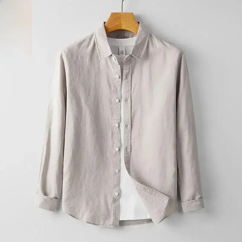 Men's Summer Cotton Linen Shirt – Short Sleeve, Slim Fit, Lightweight & Casual