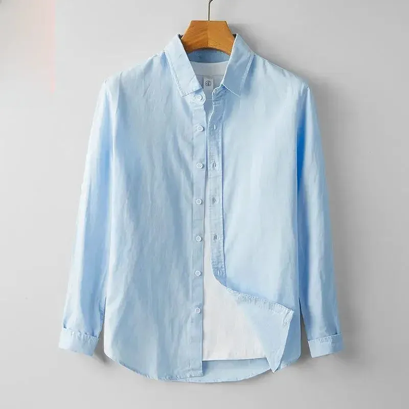 Men's Summer Cotton Linen Shirt – Short Sleeve, Slim Fit, Lightweight & Casual