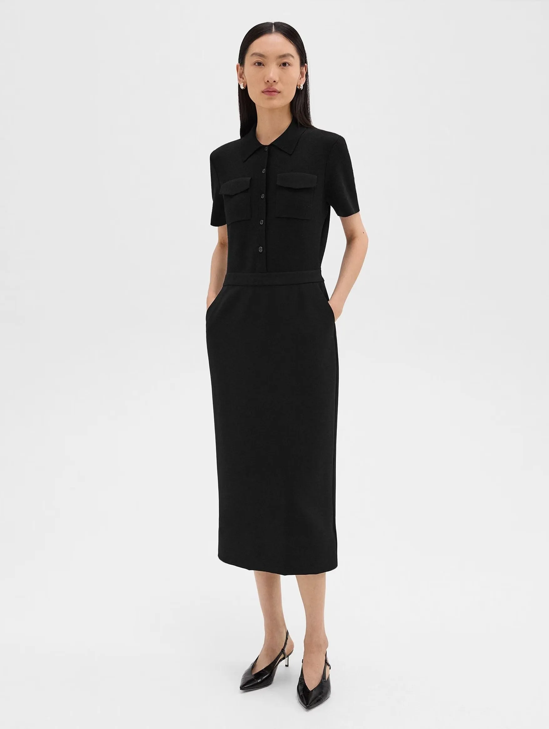 Military Midi Dress in Black