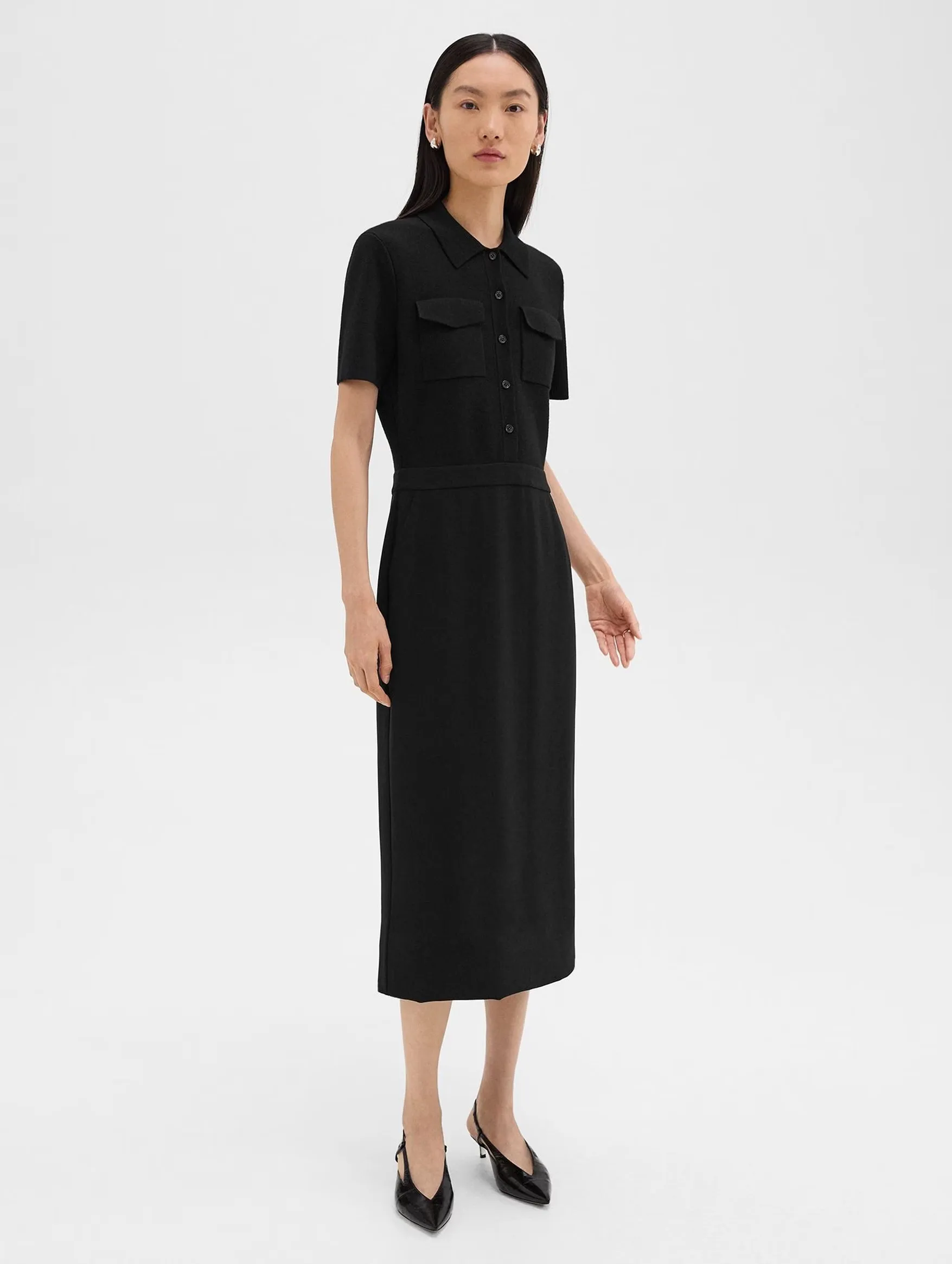 Military Midi Dress in Black