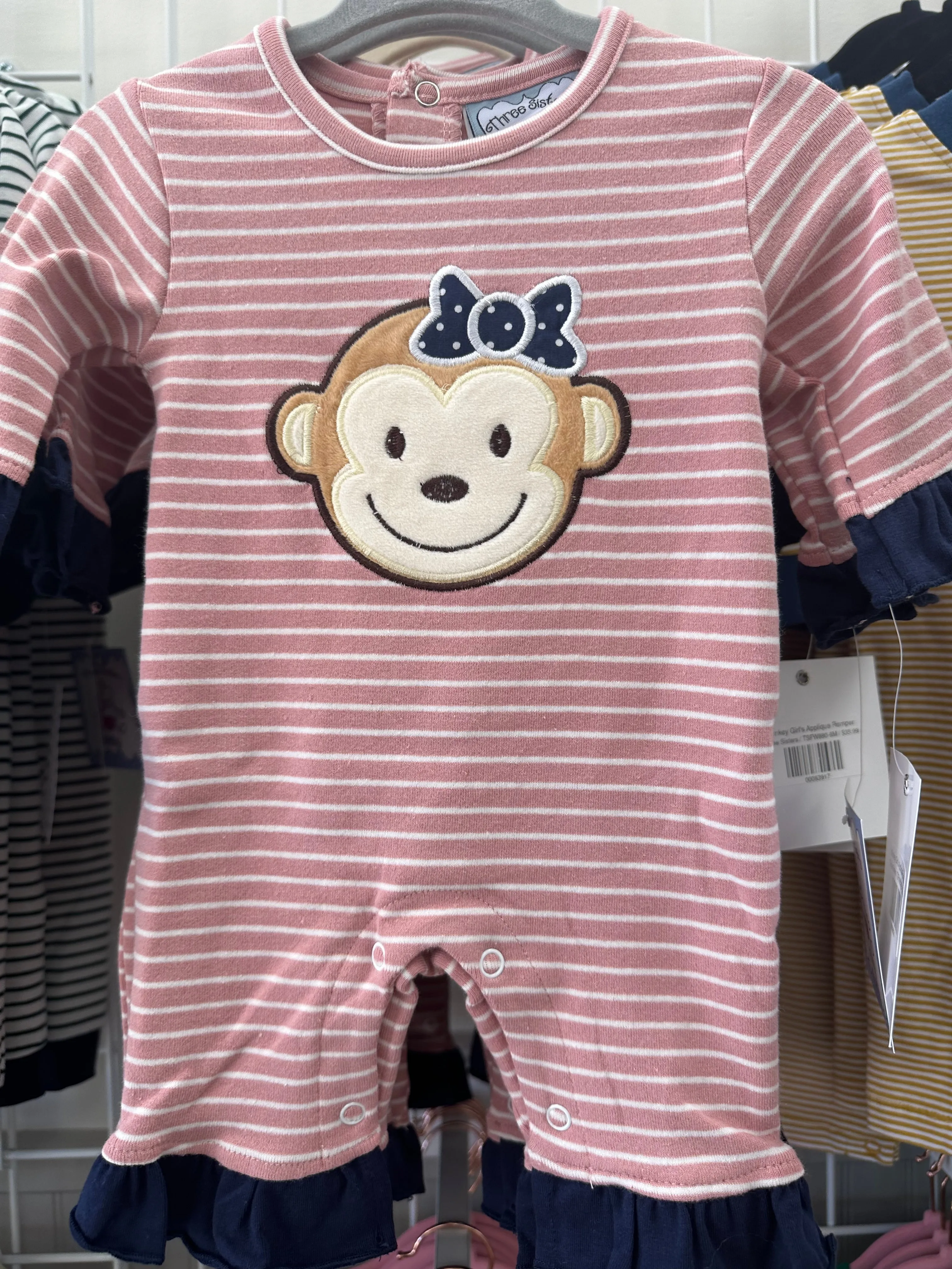 Monkey Girl's Applique Romper