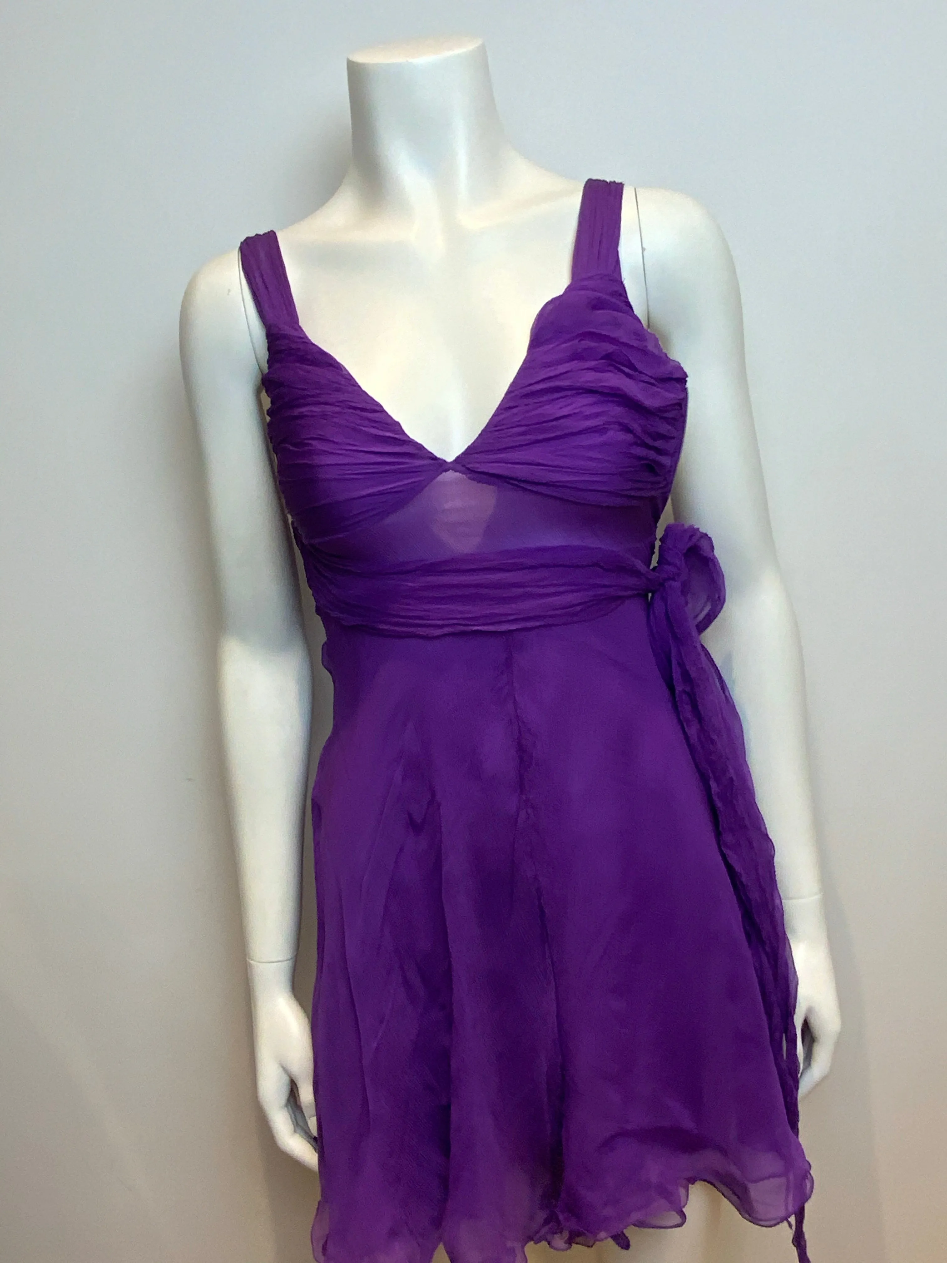 MOST WANTED Alessandro Dell'Acqua Sheer Silk Dress Size I 40 US 0 UK 4 XXS ladies
