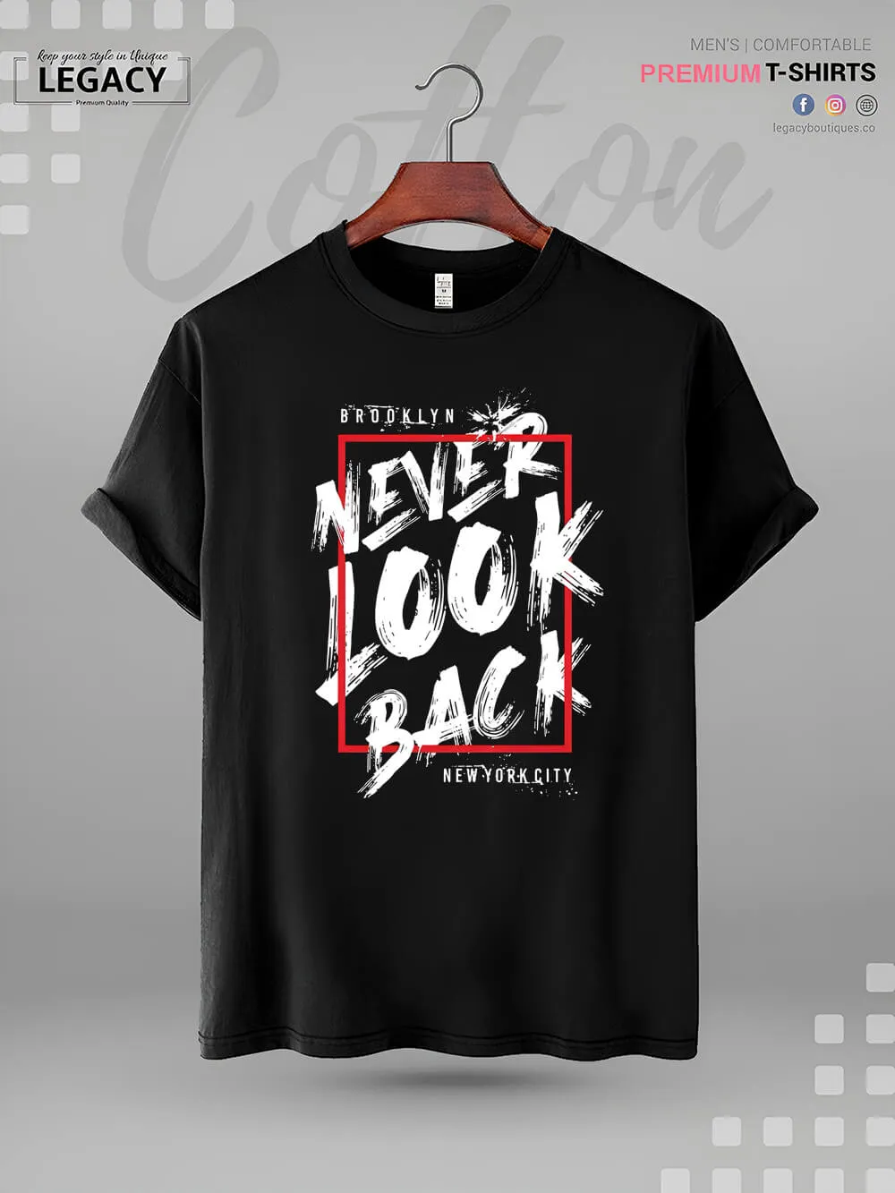 Never Look Back Print High Quality Mens T shirt In Lowest Price In BD