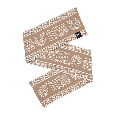 NEW ERA DRAGON ALL OVER PRINT BEIGE KNIT SCARF