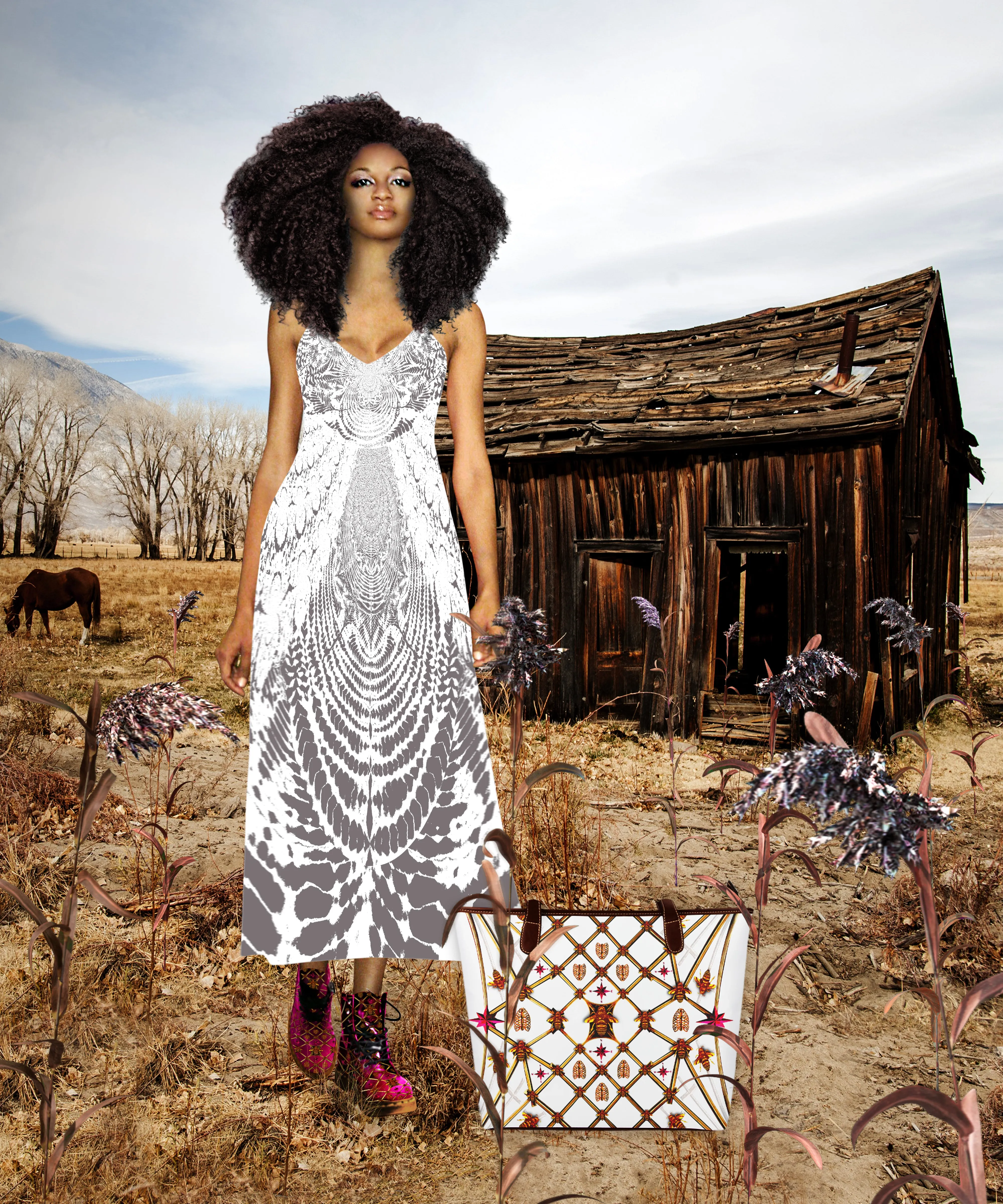 Not Ya Mama's Tie Dye- French Gothic V Neck Slip Dress in Lavender Steel | Le Leanian™
