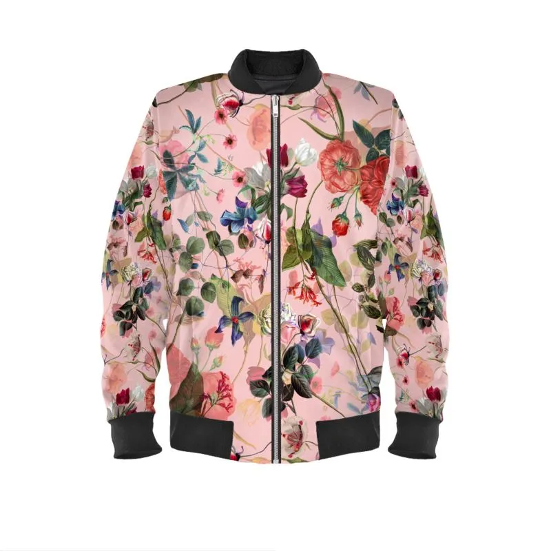 Pink Floral Art Nouveau Bomber Jacket