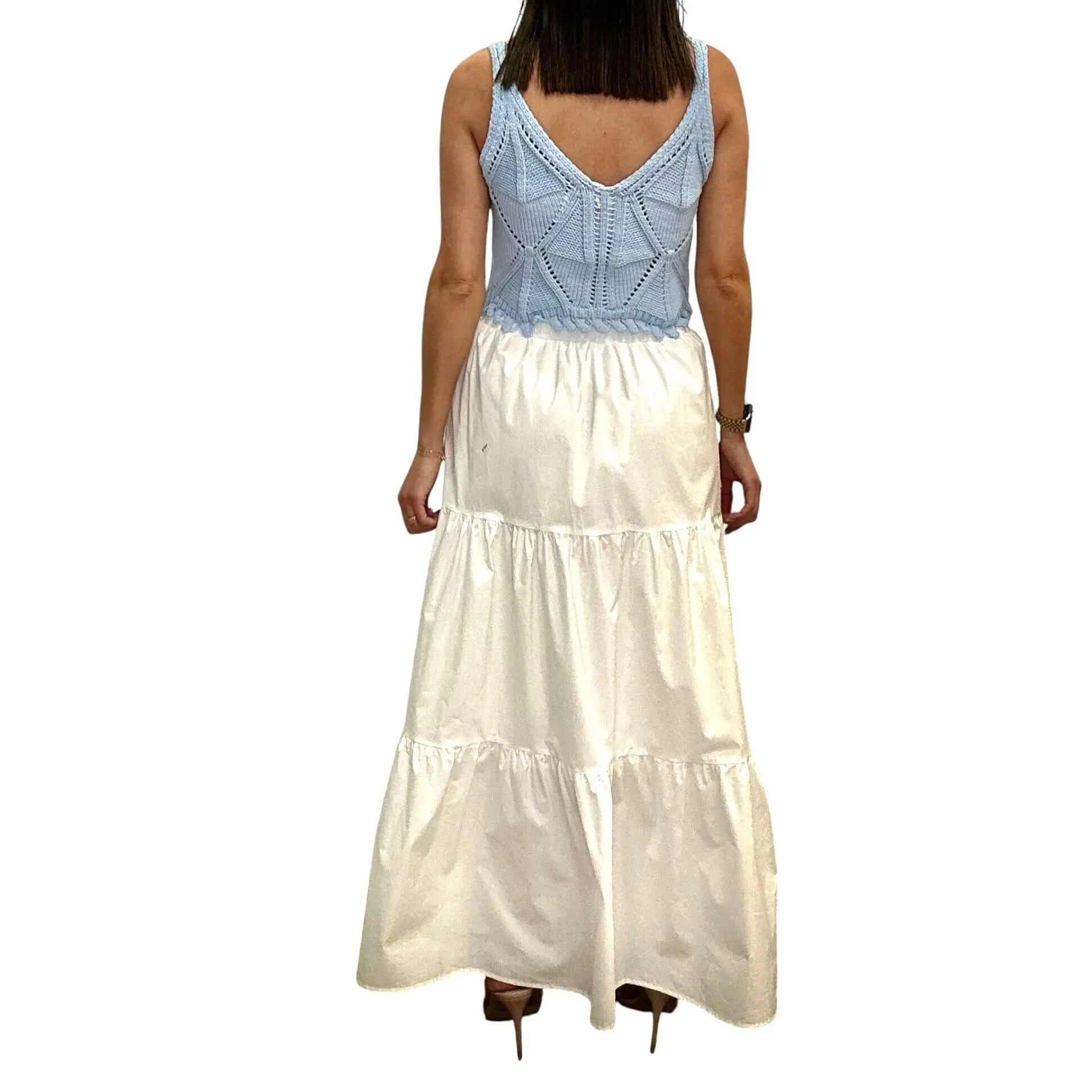 Poplin Smock Waist Maxi Skirt