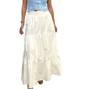 Poplin Smock Waist Maxi Skirt