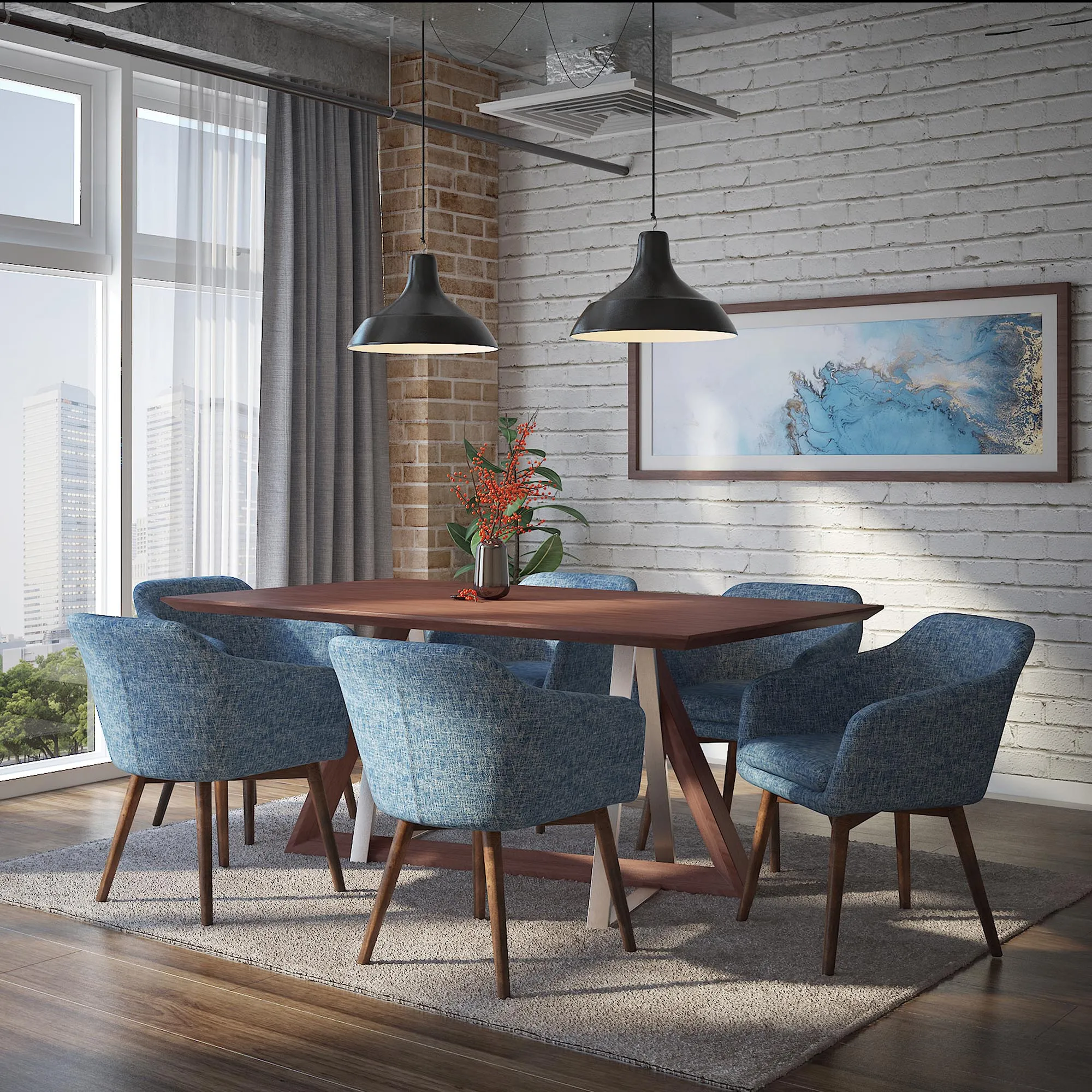 Rectangular Wood Dining Table Drake Walnut