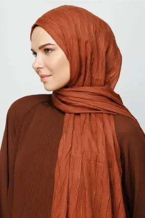 Red Coffee Pleated Bamboo Hijab