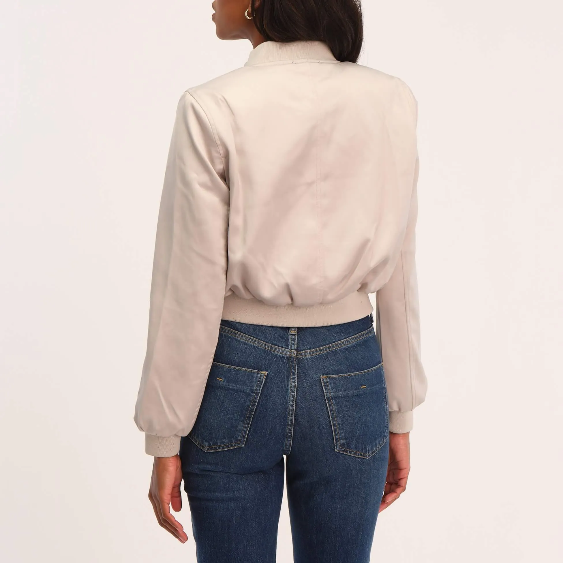 Satin Effect Cropped Bomber