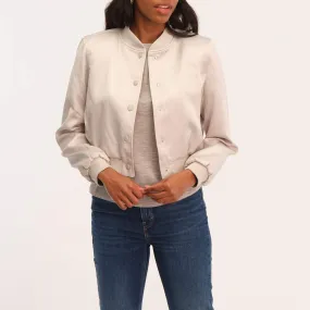 Satin Effect Cropped Bomber