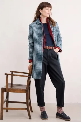 Seasalt Wood Cabin Coat Dog Tooth Galley Blue WM-36152-34250
