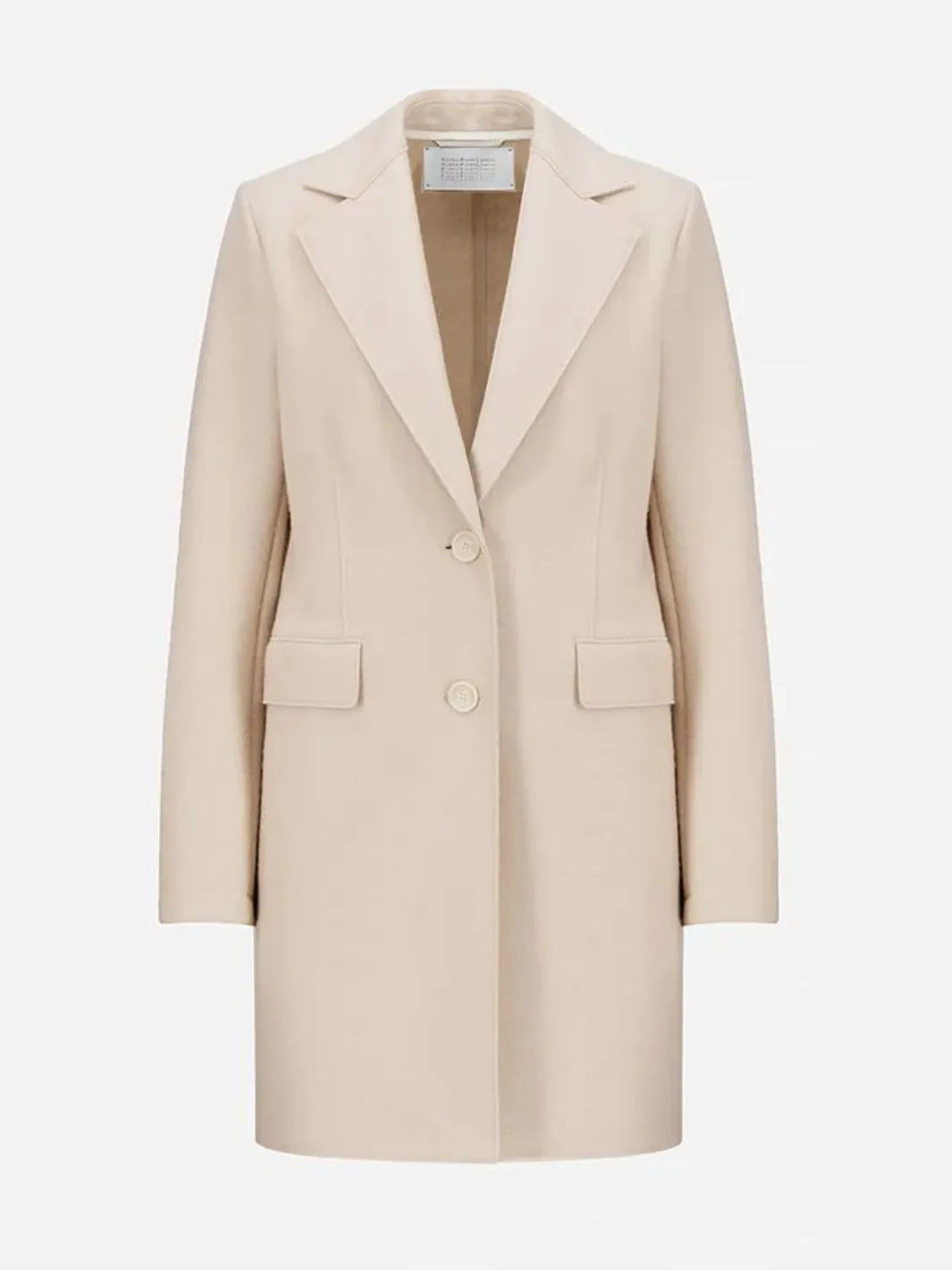 SHORT COAT LIGHT PRESSED WOOL Kremfarget
