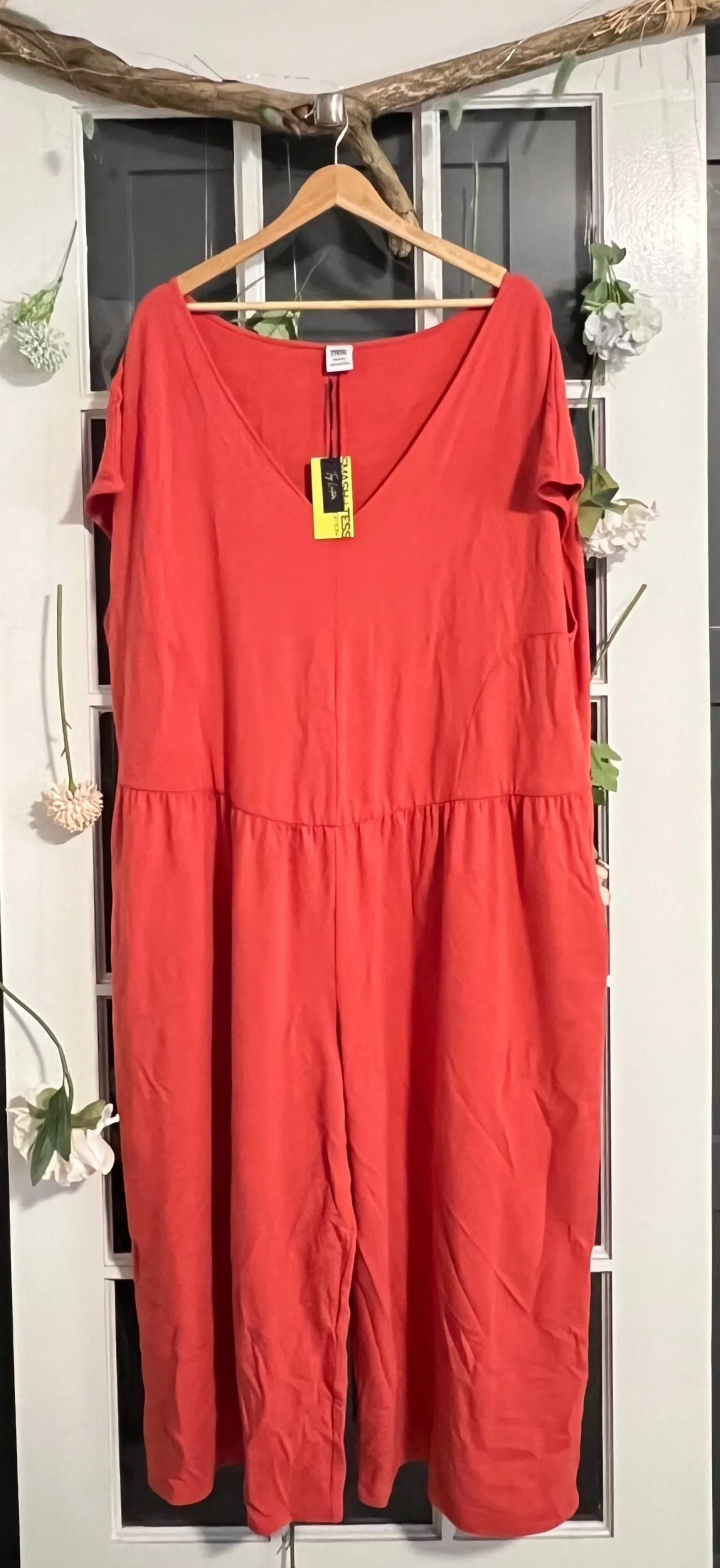 Smash and Tess Cali Culotte Romper in Coral Orange 4X
