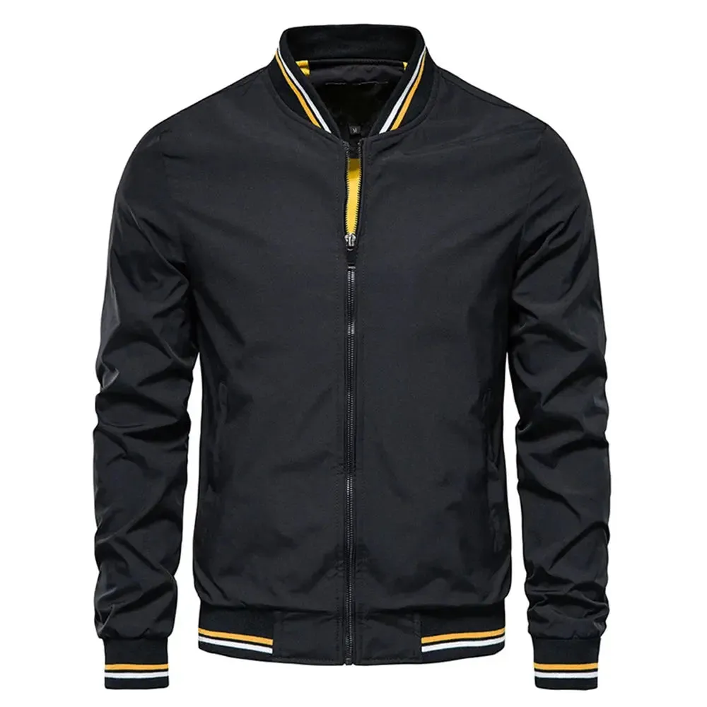 Spring Summer Bomber Jacket Men Black Casual Slim Fit Baseball Mens Jackets