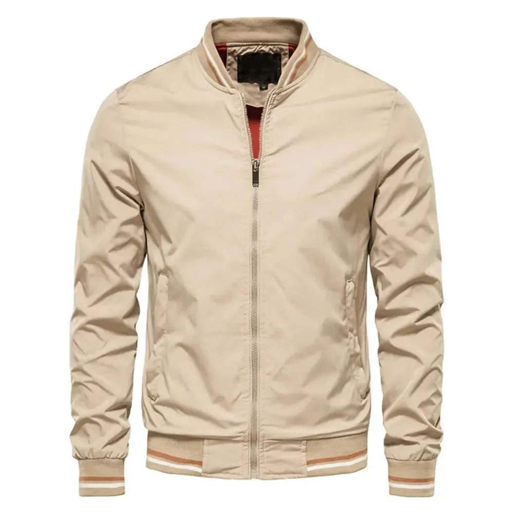 Spring Summer Bomber Jacket Men Black Casual Slim Fit Baseball Mens Jackets