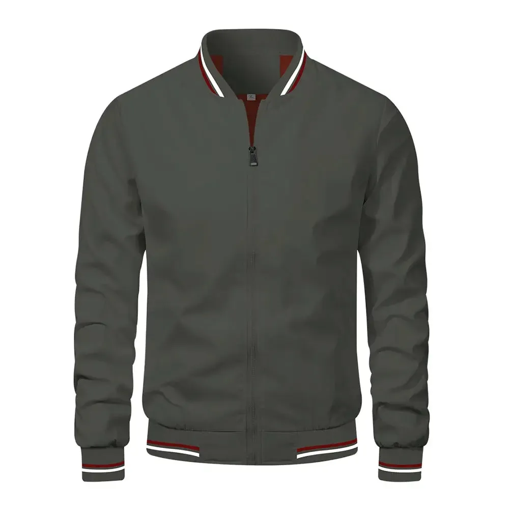 Spring Summer Bomber Jacket Men Black Casual Slim Fit Baseball Mens Jackets
