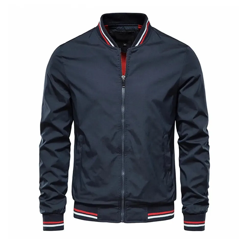 Spring Summer Bomber Jacket Men Black Casual Slim Fit Baseball Mens Jackets