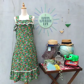 Sunny Safari | Vintage 1970s 1980s Tropical Jungle Leaf floral Sun Dress
