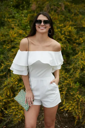 Tea House Ruffle Romper White
