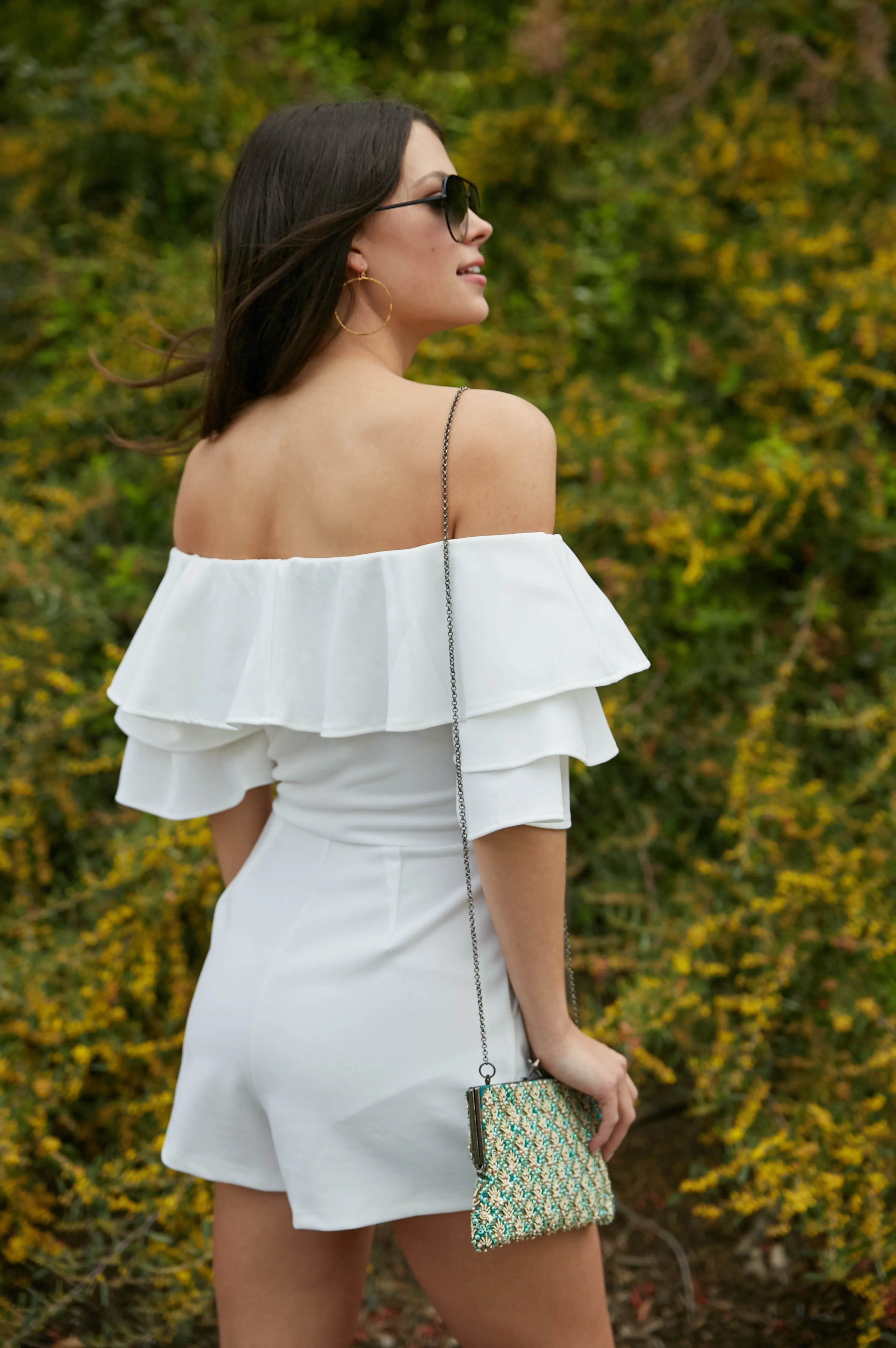 Tea House Ruffle Romper White