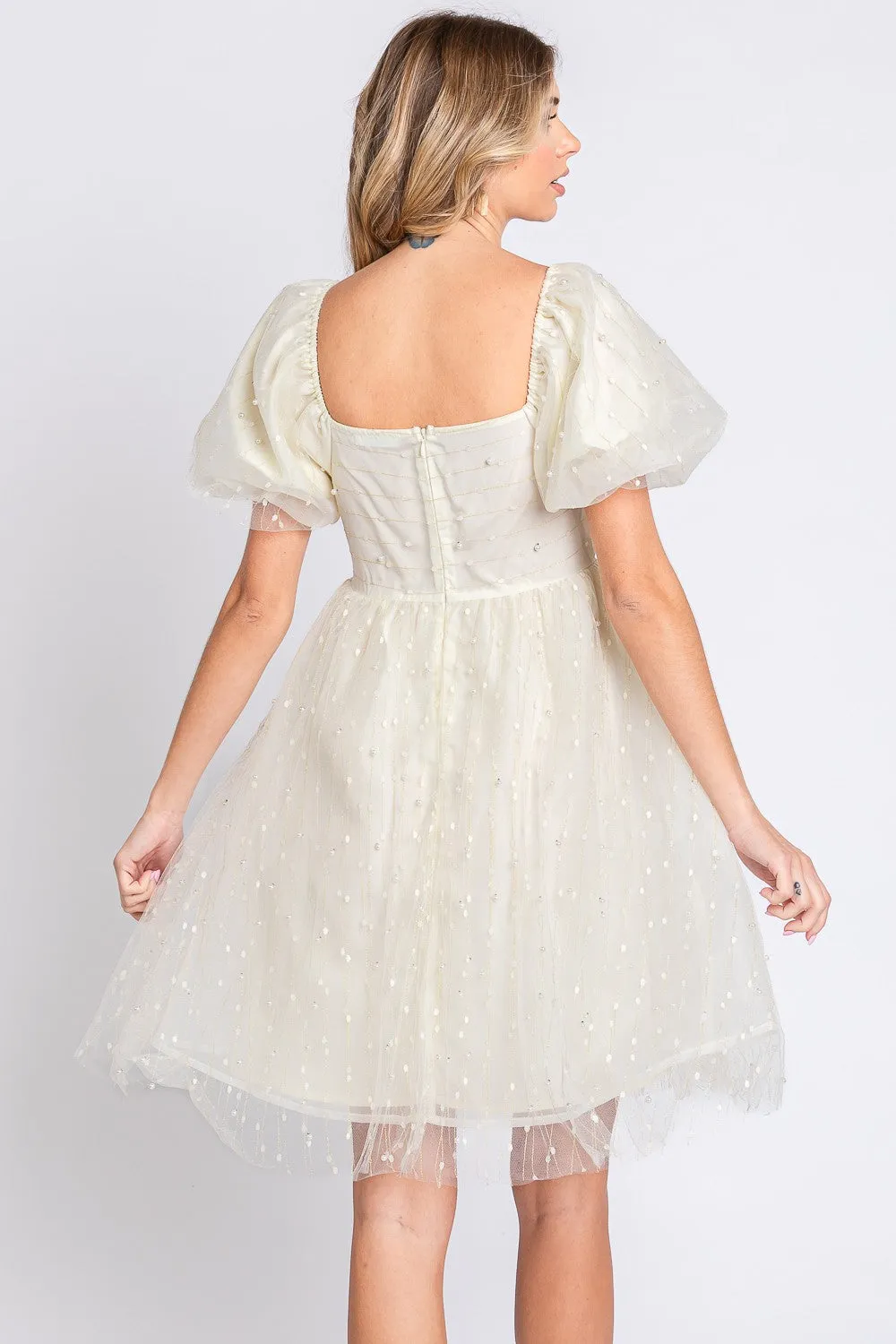 The Pearl Puff Sleeve Babydoll Dress