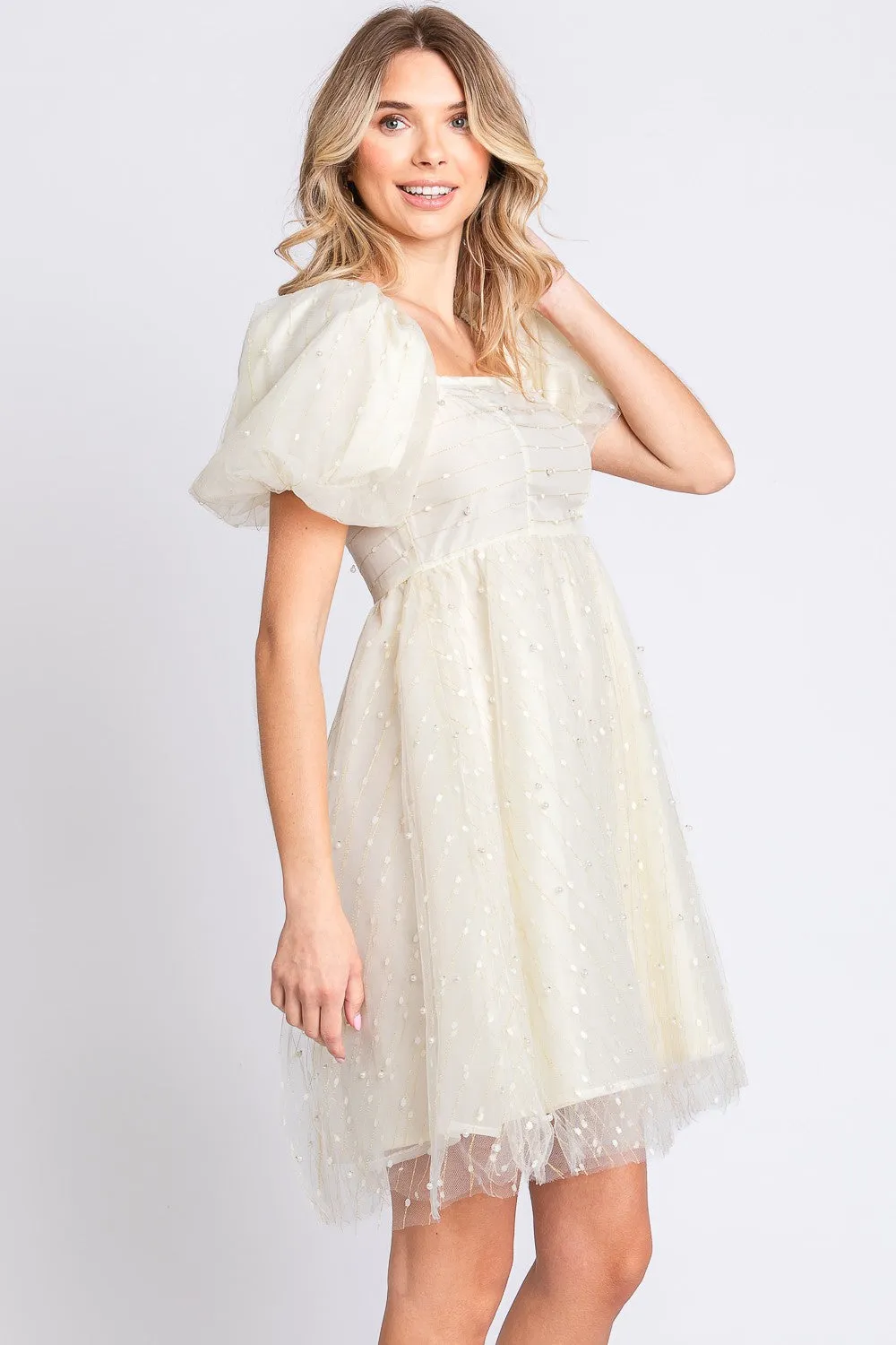 The Pearl Puff Sleeve Babydoll Dress