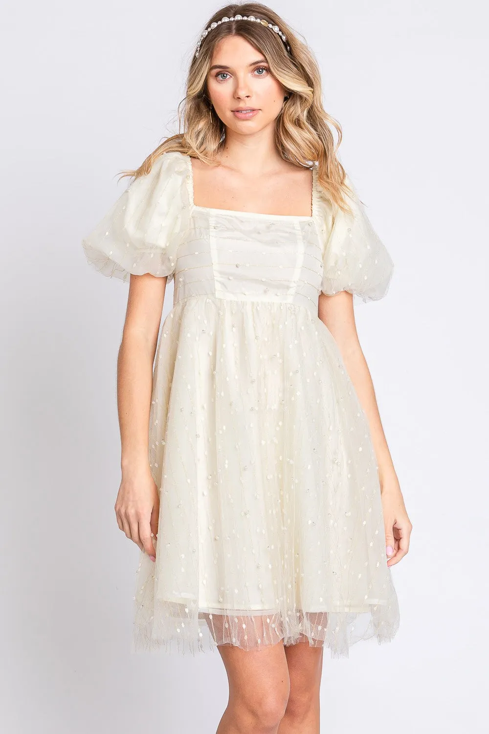 The Pearl Puff Sleeve Babydoll Dress