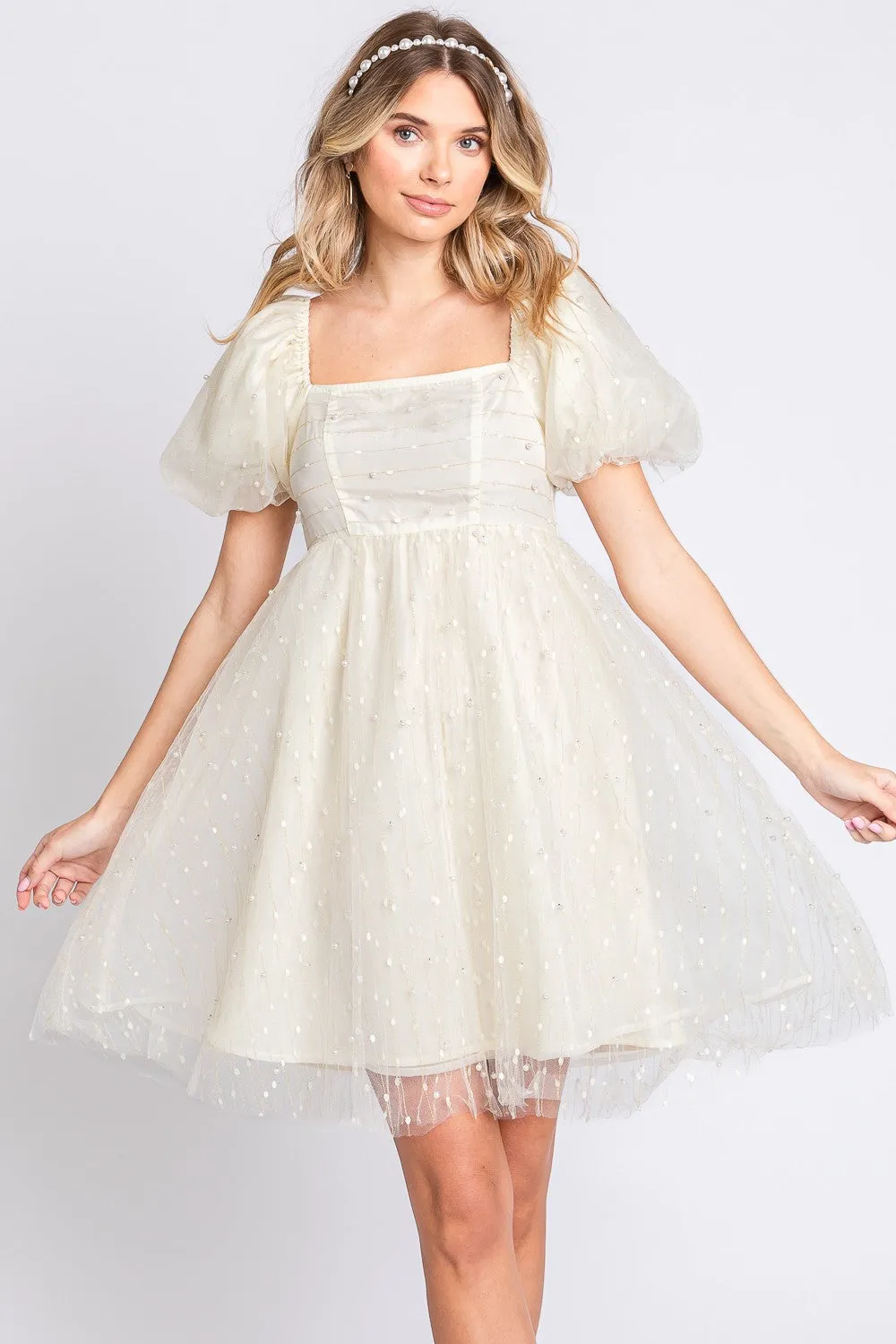 The Pearl Puff Sleeve Babydoll Dress