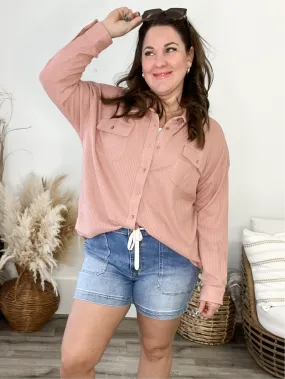 Thermal Button Down Shirt - Blush