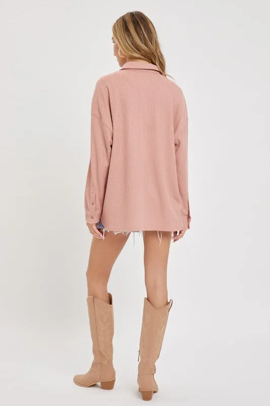 Thermal Button Down Shirt - Blush