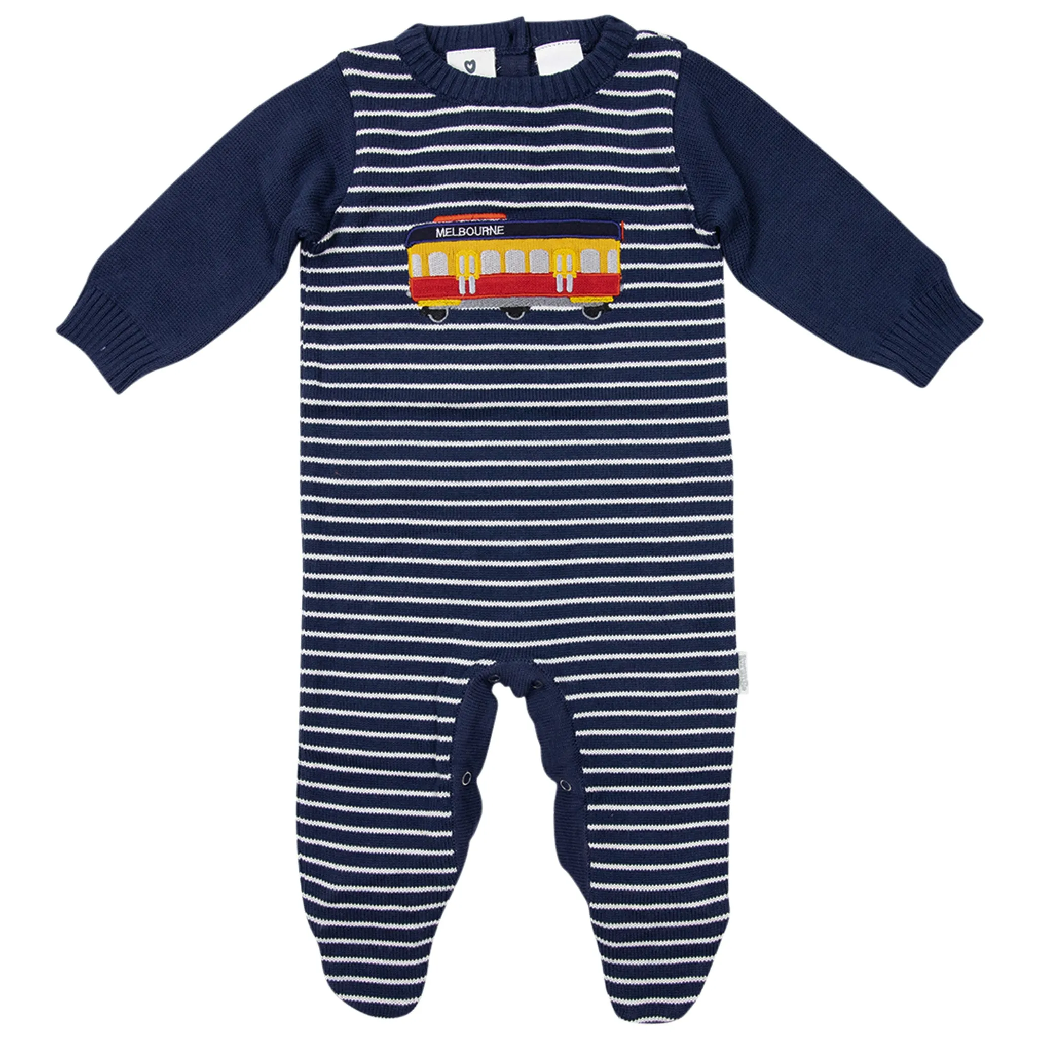 Tram Knit Romper Navy