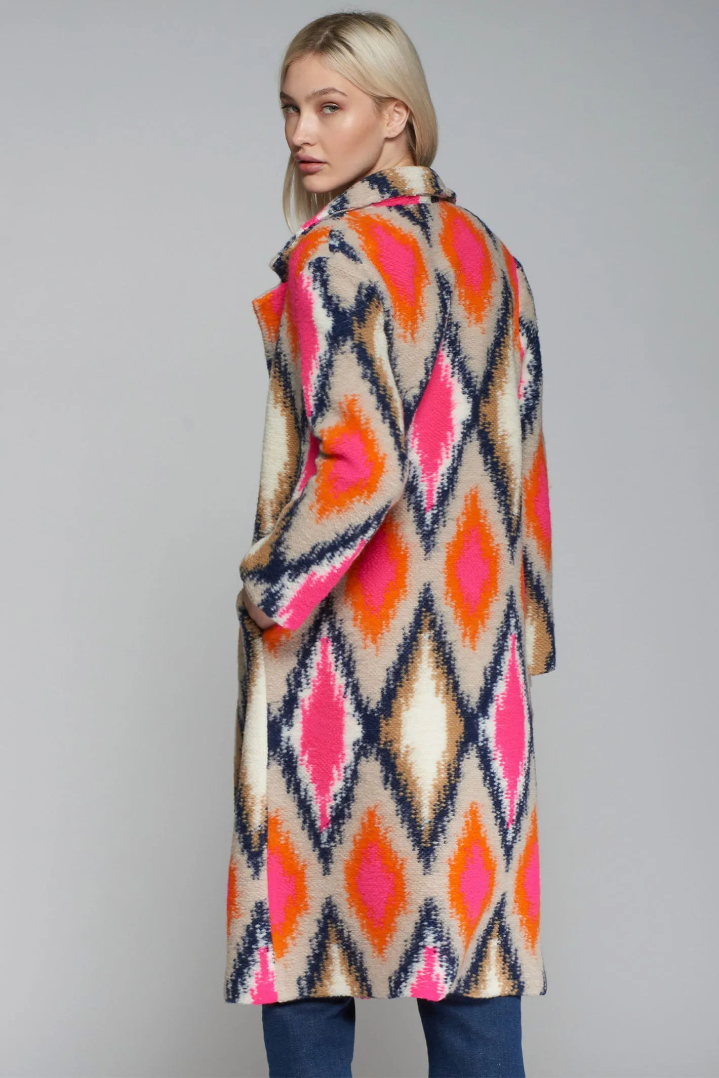 Vilagallo Coat Orange Ikat Pattern 31589