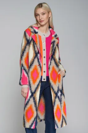 Vilagallo Coat Orange Ikat Pattern 31589