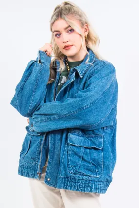 Vintage 90's Lined Denim Bomber Jacket