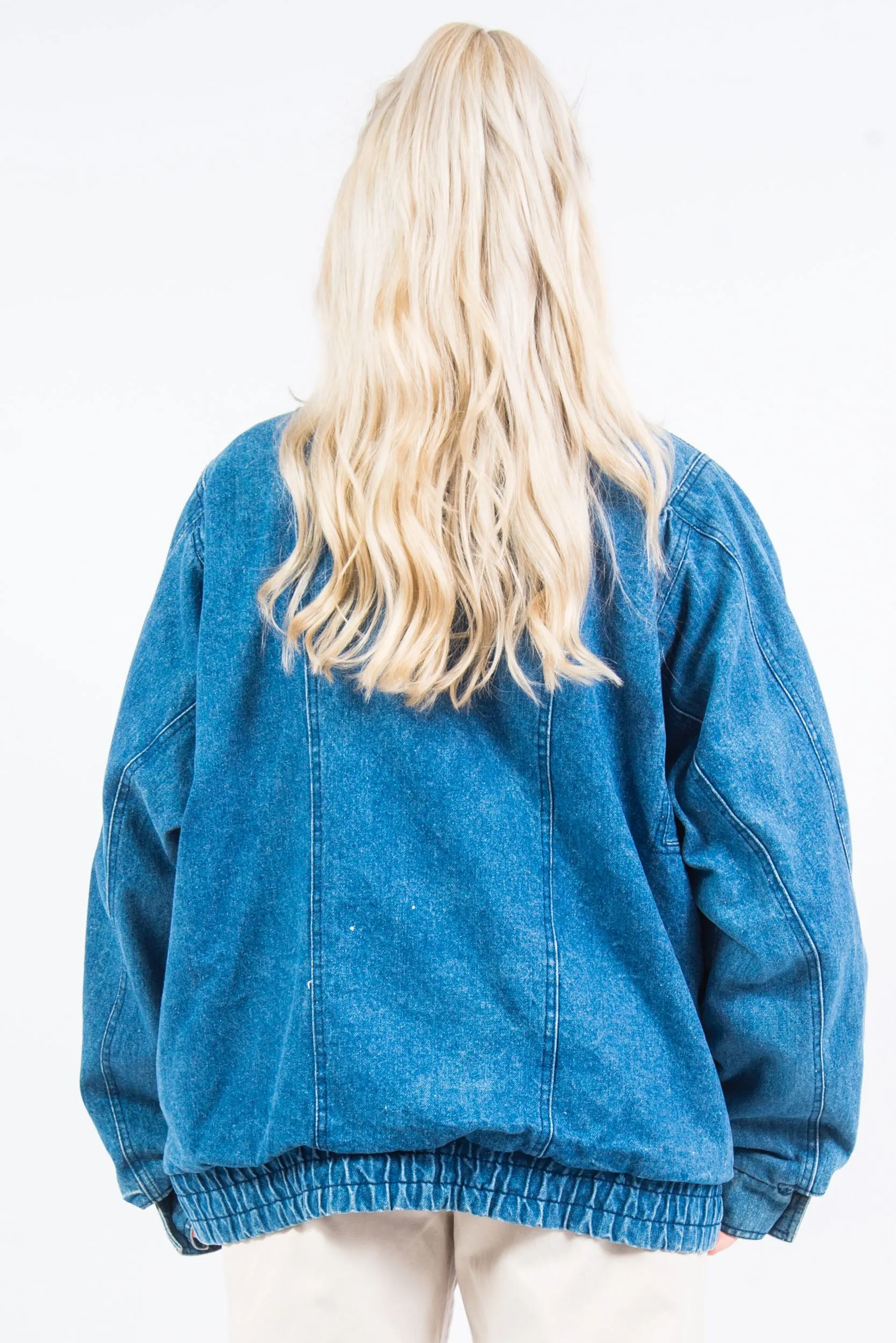 Vintage 90's Lined Denim Bomber Jacket