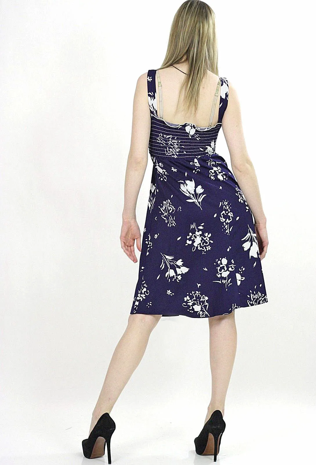 Vintage Boho navy floral sun dress